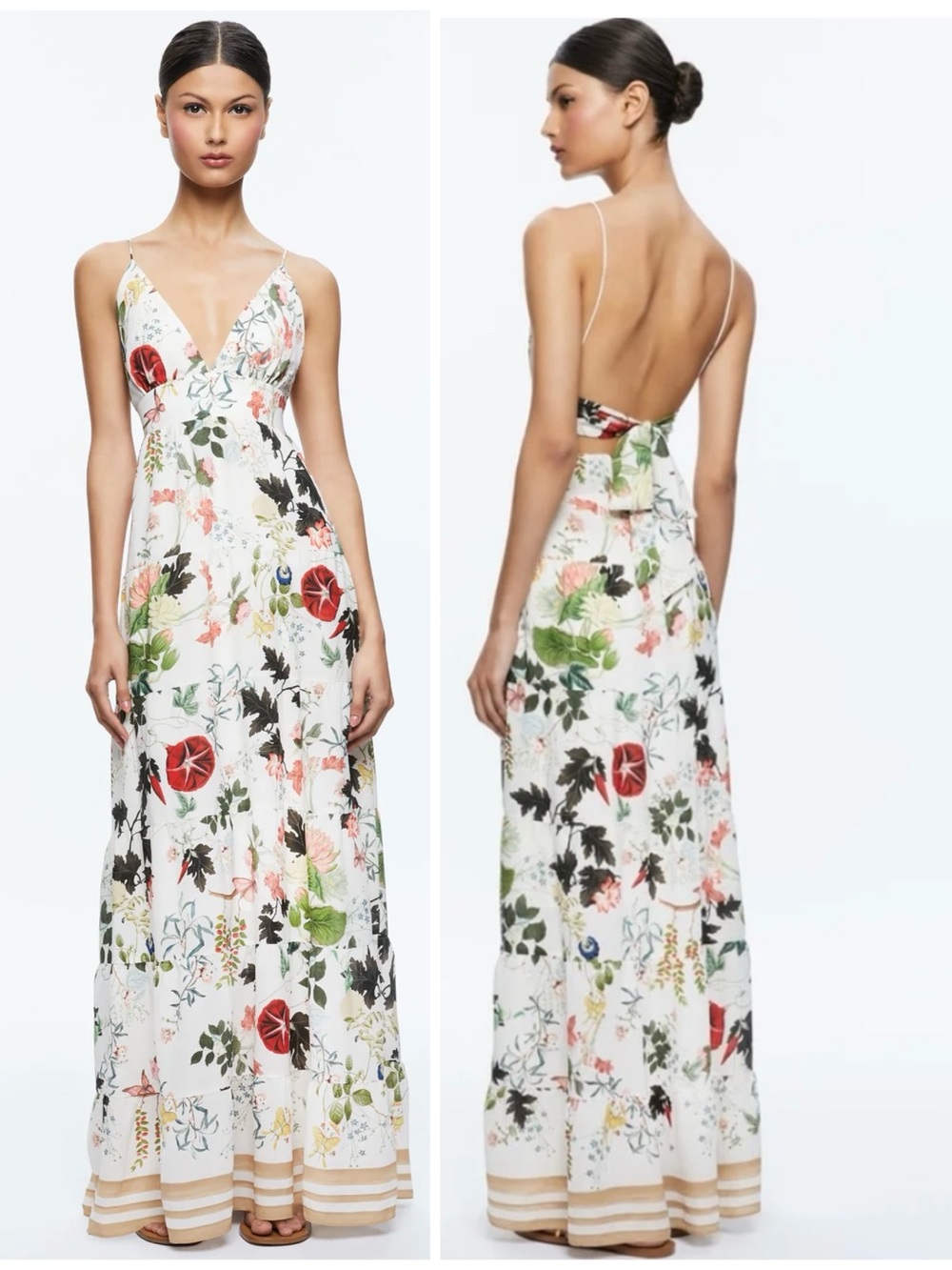 ALICE + OLIVIA KAROLINA PANELED HALTER MAXI DRESS